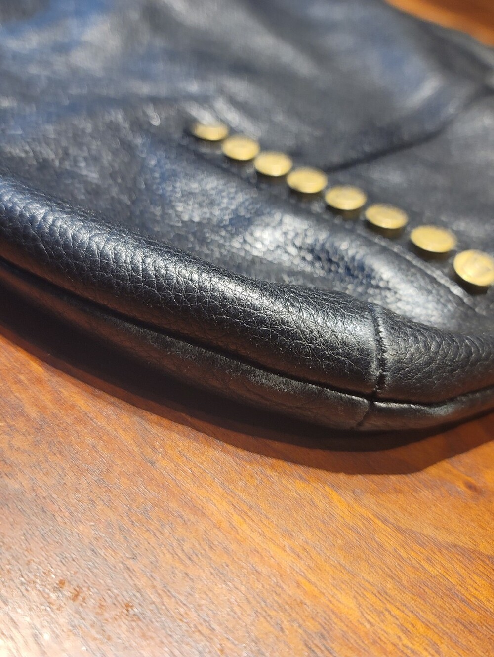 French Bull Jackie Shapiro Black Leather Studded Bag - Picture 5 of 14
